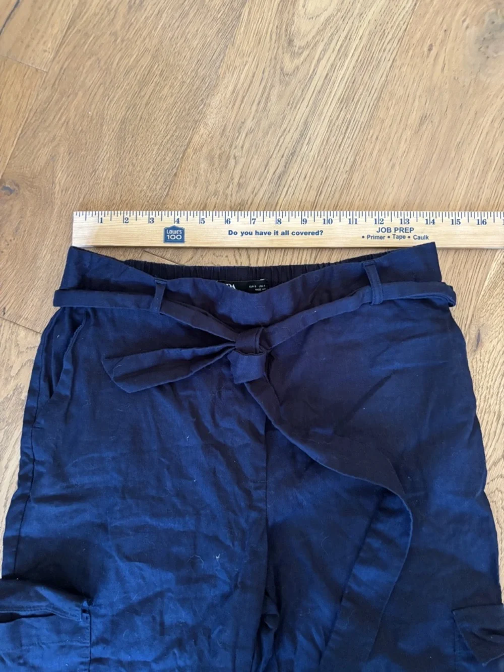 Zara linen/cotton blend cargo pants blue womens small